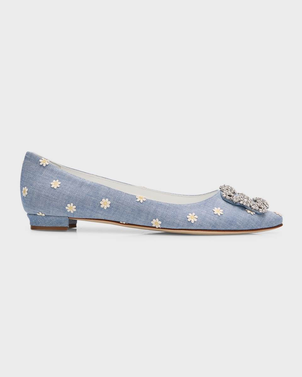 Hangisi Foral Buckle Ballerina Flats